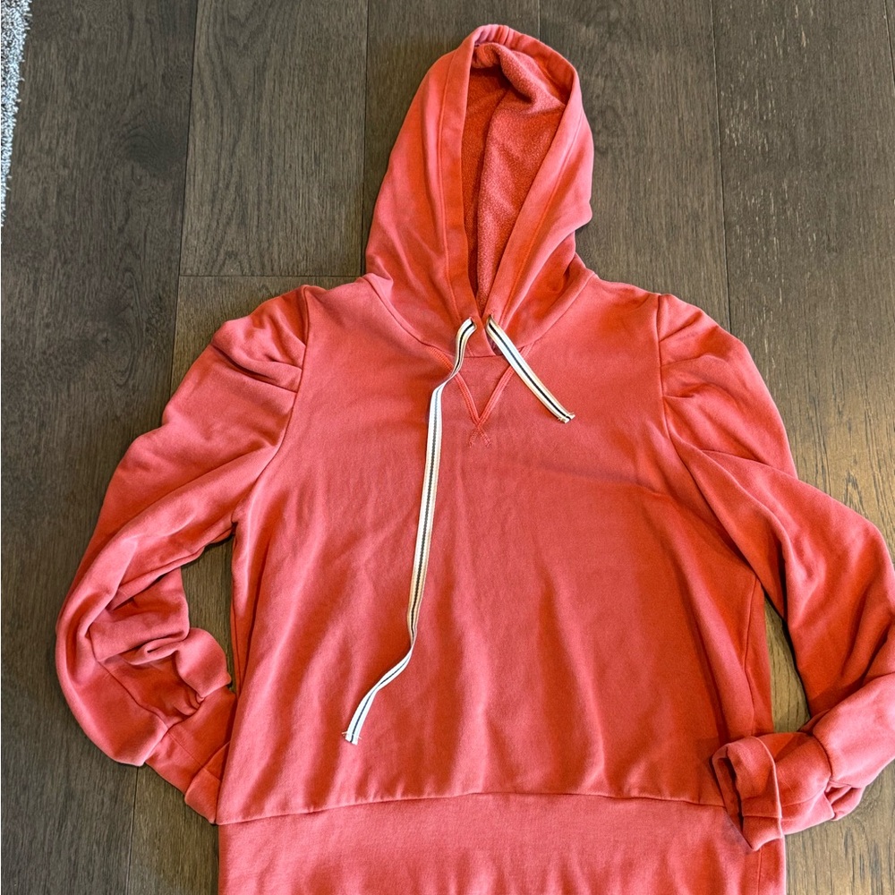 Evereve Rust Hoodie with Striped Drawstrings